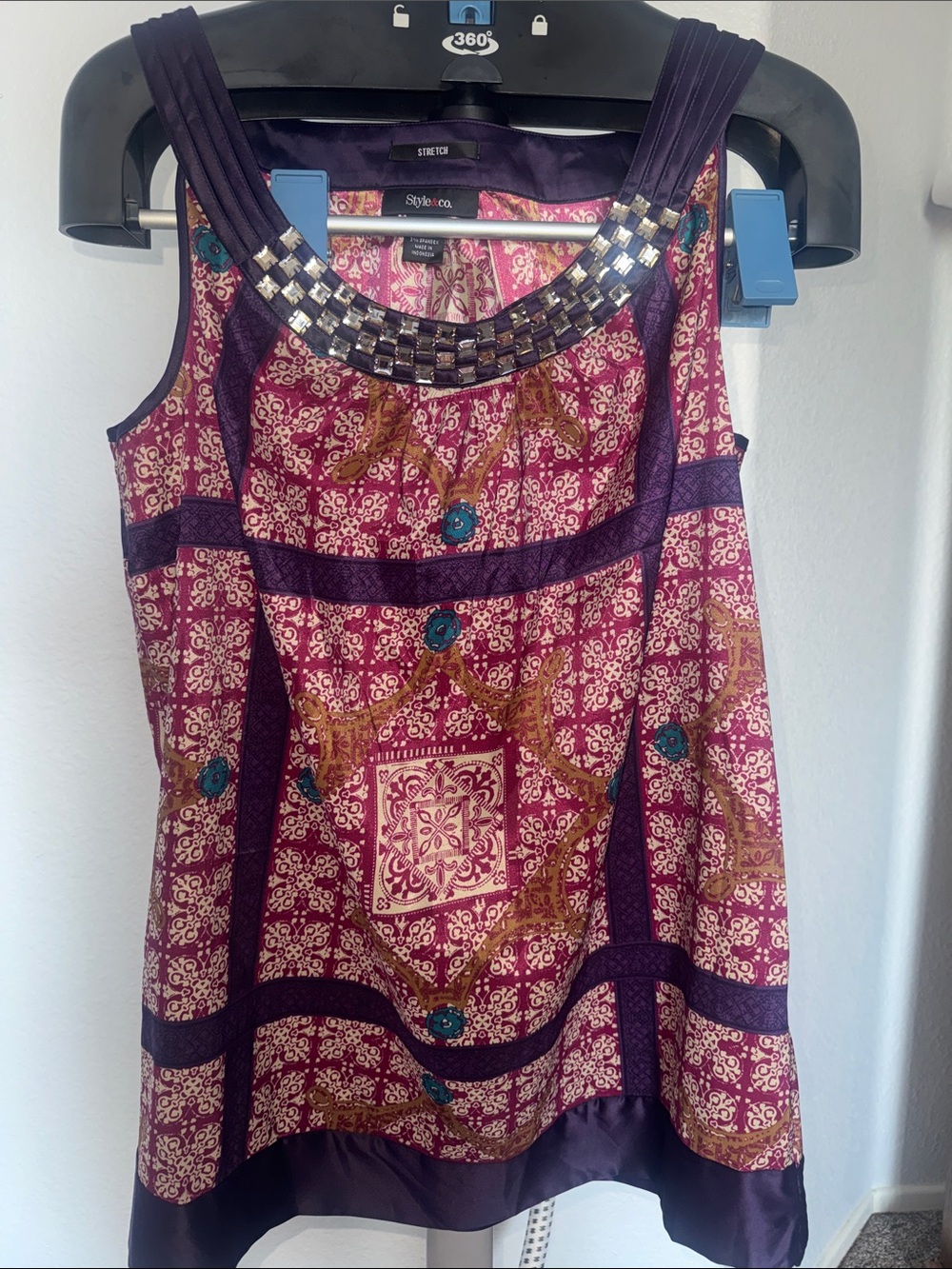 Style & Co. Purple and Burgundy Paisley Top